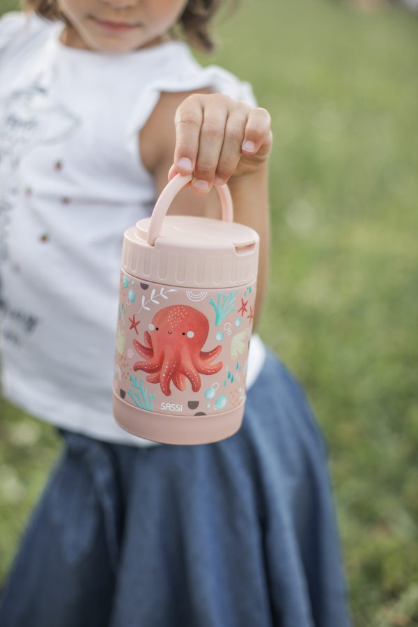 sassi junior 義大利設計 350ml 不鏽鋼保溫保冷食物罐 (附湯匙) i slurpy the octopus