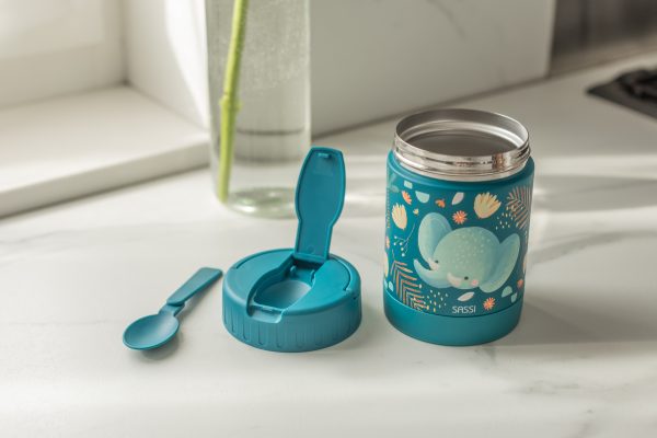 sassi junior 義大利設計 350ml 不鏽鋼保溫保冷食物罐 (附湯匙) i gnummy the panda